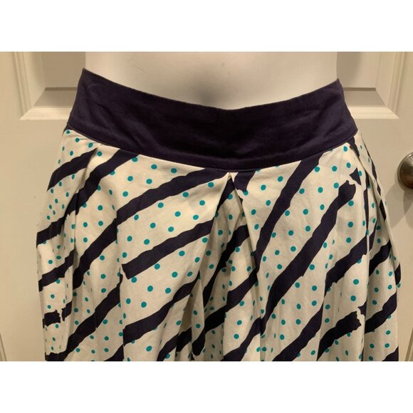 Edme & Esyllte Anthropologie Blue & White Striped Polka Dot A-Line Skirt, Size 6 - Picture 2 of 7